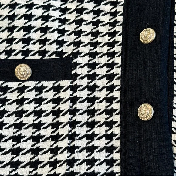 *NWOT Sandro Long houndstooth coatigan in black/ecru